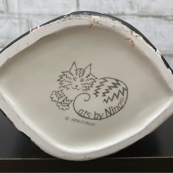 CATS by Nina Lyman Blue Ceramic Cat Golfer 9.5” Planter Vase - Picture 14 of 15